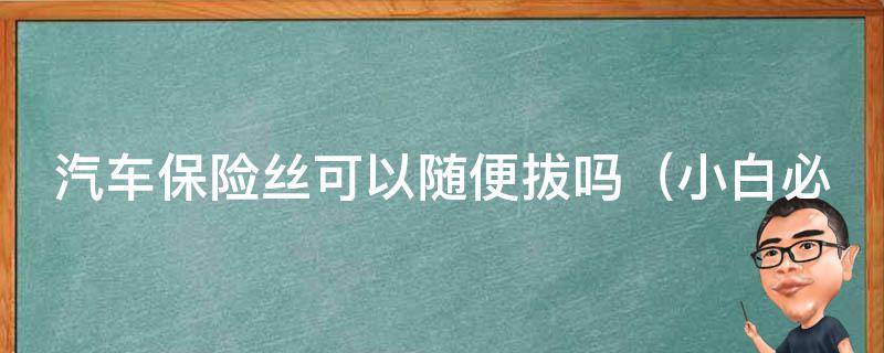 汽车保险丝可以随便拔吗（小白必看：汽车保险丝拔下来会发生什么？）