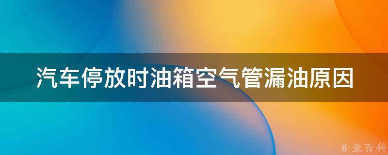 汽车停放时油箱空气管漏油(原因及解决方法)。