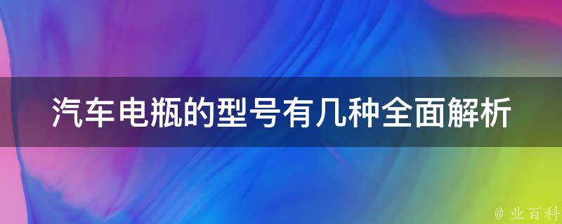 汽车电瓶的型号有几种_全面解析常见电瓶型号及选购技巧