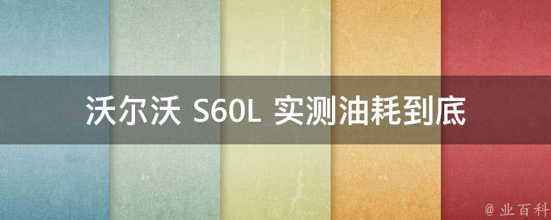 沃尔沃 S60L 实测油耗到底多大？**让你大吃一惊！