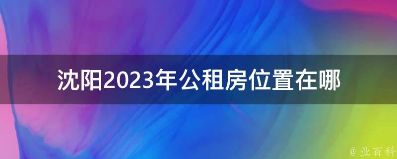 沈阳2023年公租房位置在哪(如何申请和入住)