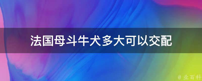 法国母斗牛犬多大可以交配 