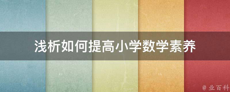 浅析如何提高小学数学素养 