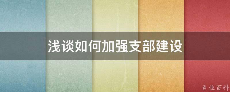 浅谈如何加强支部建设 