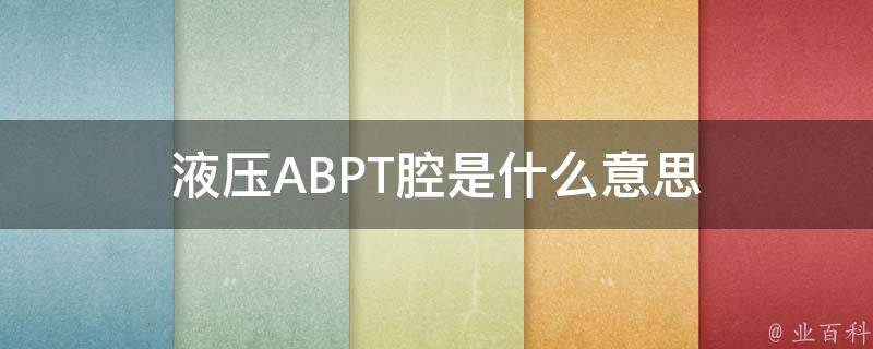 液压ABPT腔是什么意思 