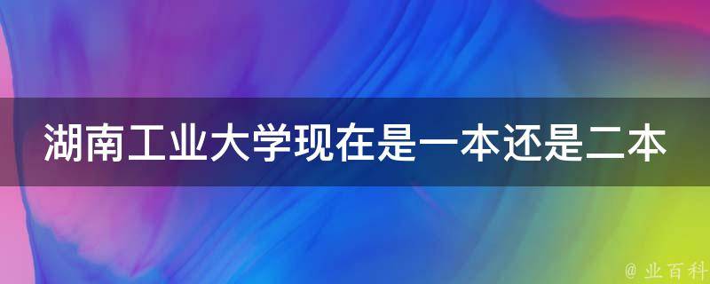 湖南工业大学现在是一本还是二本 