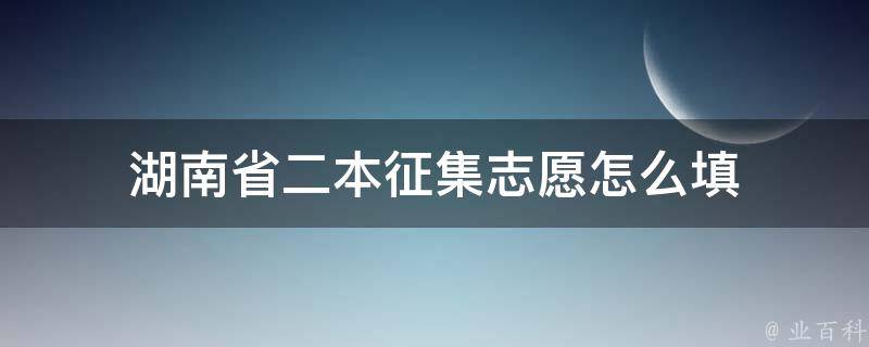 湖南省二本征集志愿怎么填 