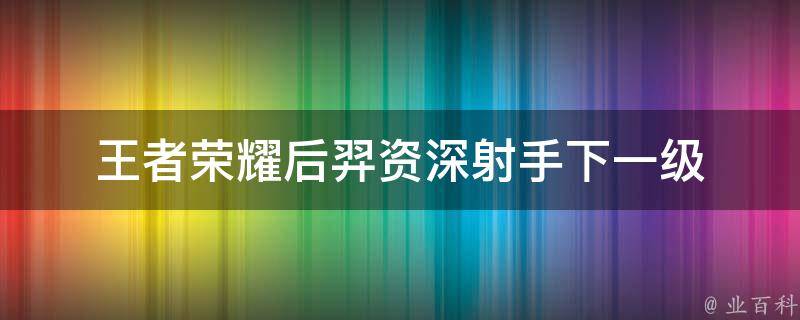 王者荣耀后羿资深射手下一级 