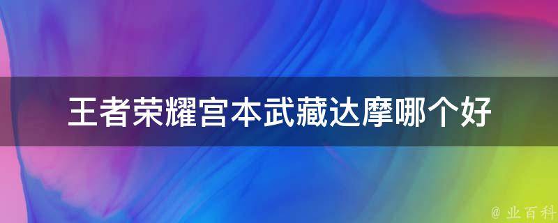 王者荣耀宫本武藏达摩哪个好 