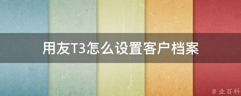 用友T3怎么设置客户档案 