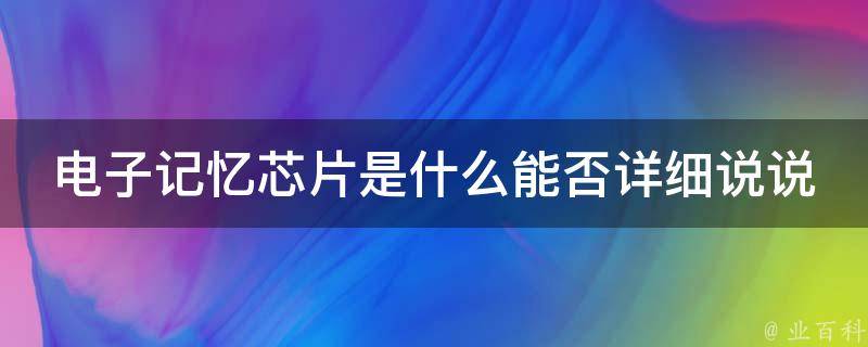 电子记忆芯片是什么能否详细说说 