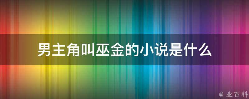 男主角叫巫金的小说是什么 