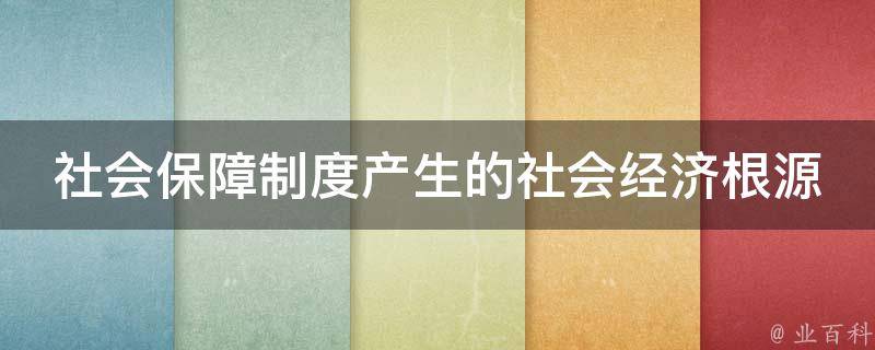 社会保障制度产生的社会经济根源 