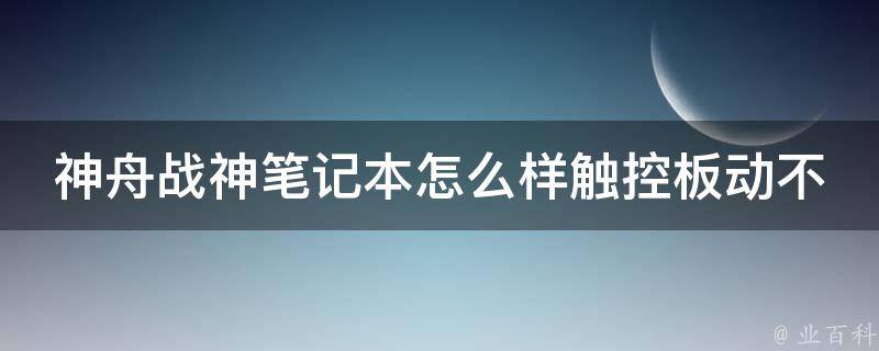 神舟战神笔记本怎么样触控板动不了(解决方法大全)