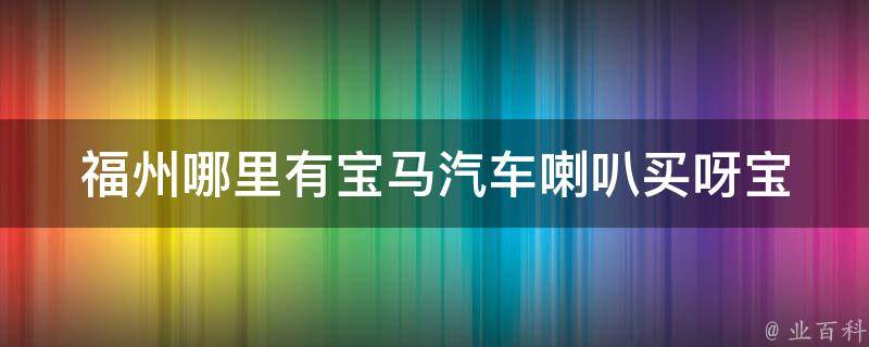 福州哪里有宝马汽车喇叭买呀_宝马汽车喇叭购买指南