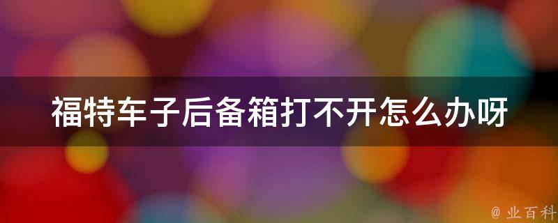 福特车子后备箱打不开怎么办呀_解决方法汇总