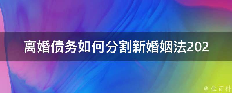 **债务如何分割新婚姻法2023年(有哪些变化和注意事项)