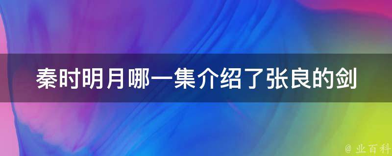 秦时明月哪一集介绍了张良的剑 