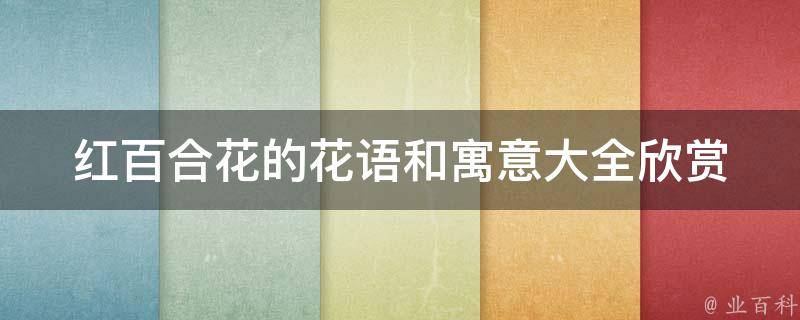 红百合花的花语和寓意大全欣赏_爱情、婚姻、友谊、纯洁等多种寓意详解