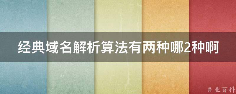 经典域名解析算法有两种哪2种啊 