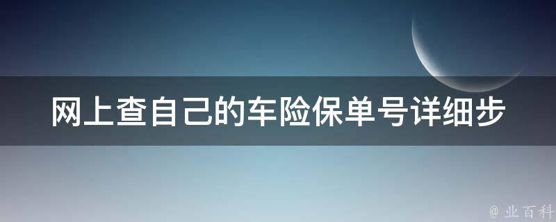 网上查自己的车险保单号_详细步骤及常见问题解答