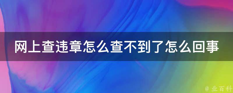 网上查违章怎么查不到了怎么回事(原因解析+实用方法推荐)。