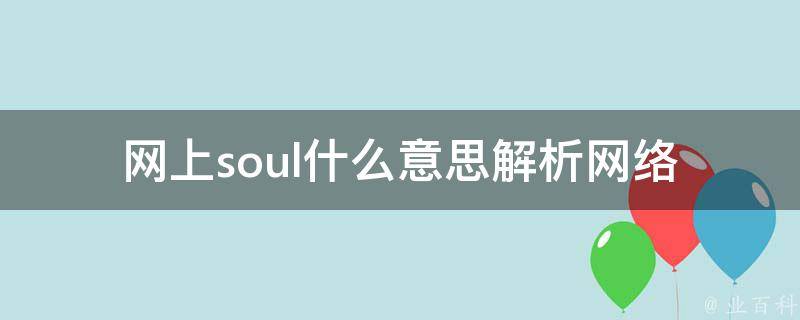 网上soul什么意思_解析网络流行语