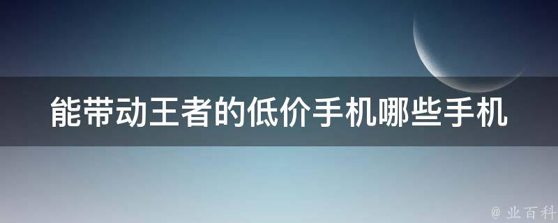 能带动王者的低价手机(哪些手机性价比最高)