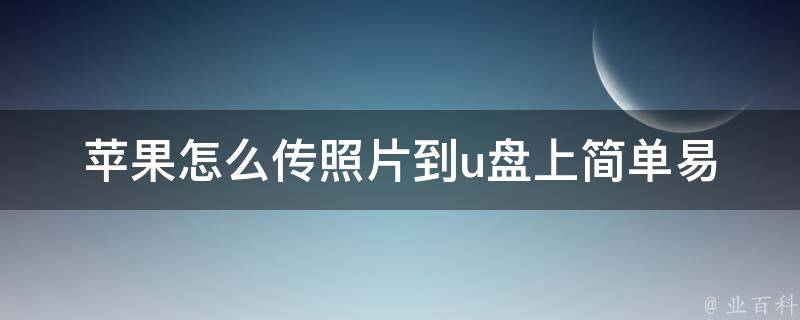 苹果怎么传照片到u盘上_简单易懂的教程分享