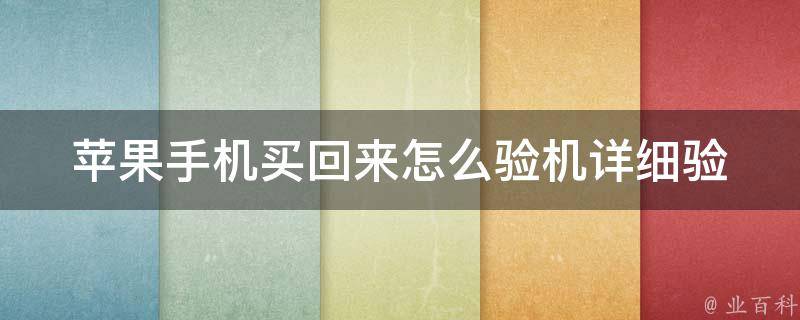 苹果手机买回来怎么验机_详细验机步骤分享