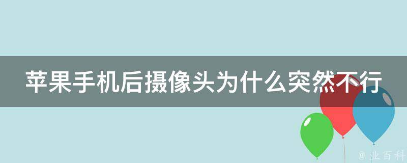 苹果手机后摄像头为什么突然不行 