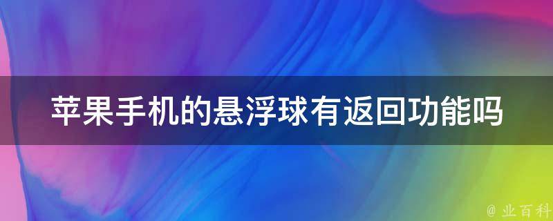 苹果手机的悬浮球有返回功能吗 