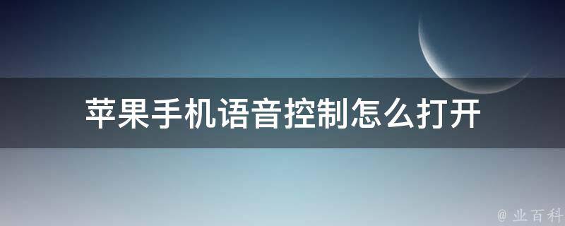 苹果手机语音控制怎么打开 