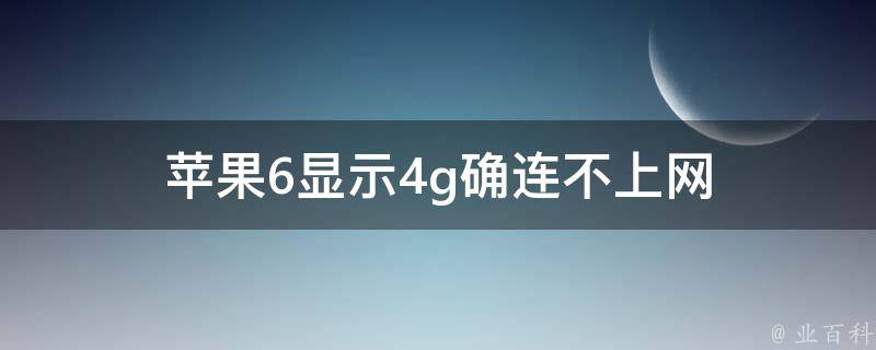 苹果6显示4g确连不上网 