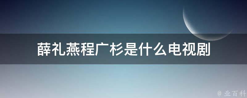 薛礼燕程广杉是什么电视剧 