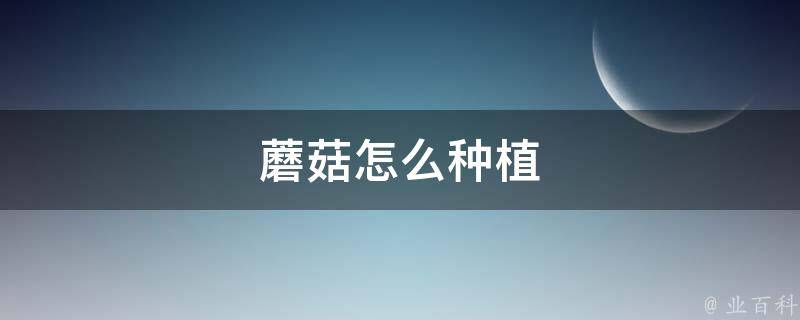 蘑菇怎么种植 