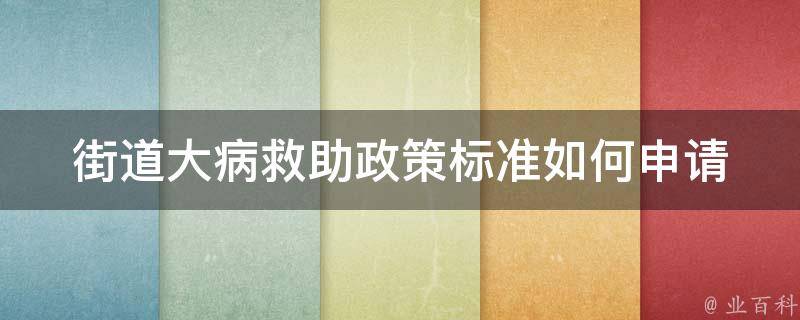 街道大病救助政策标准(如何申请和享受救助)