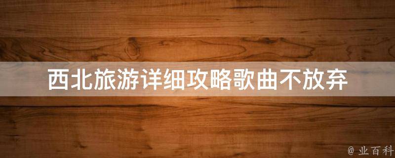 西北旅游详细攻略歌曲不放弃(西北旅游攻略，带你玩遍西北大地，不放弃旅行的美好)