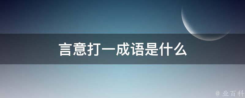 言意打一成语是什么 