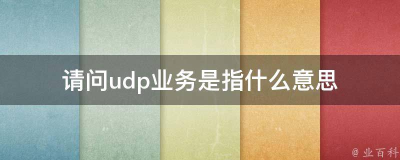 请问udp业务是指什么意思 