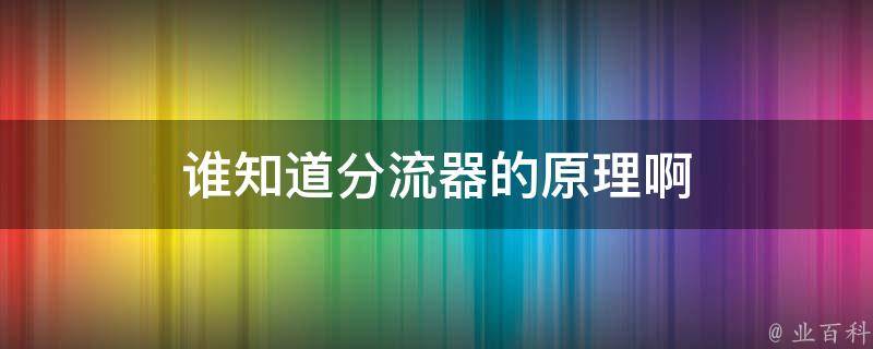 谁知道分流器的原理啊 