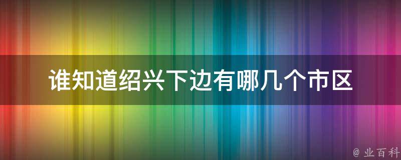 谁知道绍兴下边有哪几个市区 