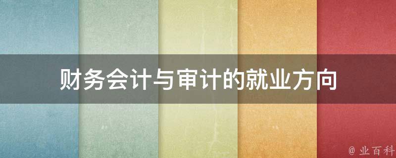 财务会计与审计的就业方向 