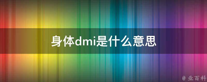 dmi是什么意思、电动车dmi是什么意思