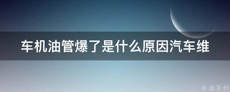 车机油管爆了是什么原因_汽车维修必备：车机油管爆裂的原因及解决方法