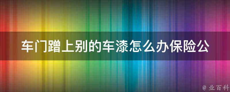 车门蹭上别的车漆怎么办_保险公司理赔流程、DIY修复技巧、避免蹭车技巧。