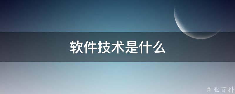 软件技术是什么 