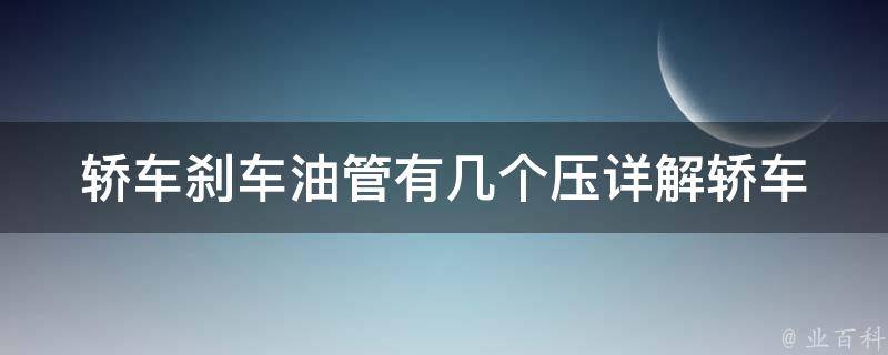 轿车刹车油管有几个压(详解轿车刹车系统中油管的压力类型和数量)