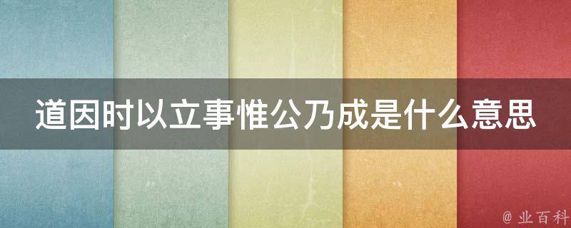 道因时以立事惟公乃成是什么意思 