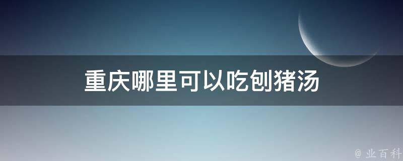 重庆哪里可以吃刨猪汤 